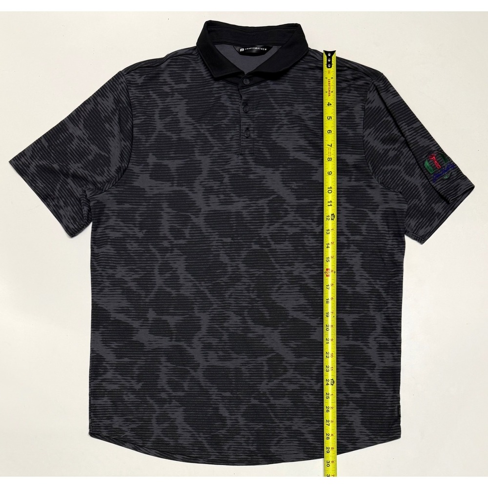 TravisMathew Mens XL Polo Shirt Gray Black Abstract Pattern John Hall Cup Golf